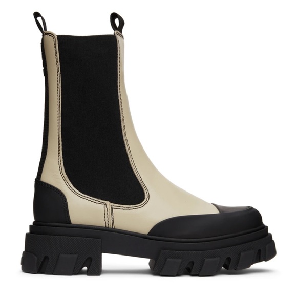 GANNI Beige Calfskin Chunky Chelsea Boots